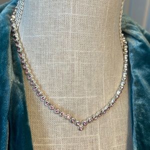 Infinity pink rhinestone necklace